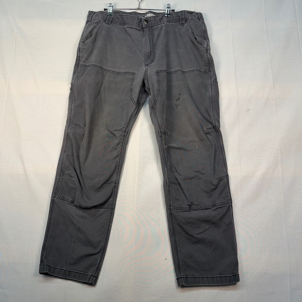 Carhartt Relaxed Fit Double Knee Work Pants Gray Canvas Mens 42x32 Utility Pants